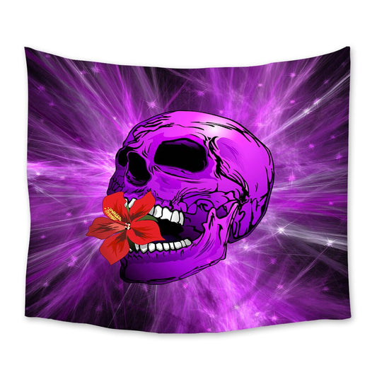 Horror Skull Flower Purple Tapestry Wall Hanging Tapestries Bedspread