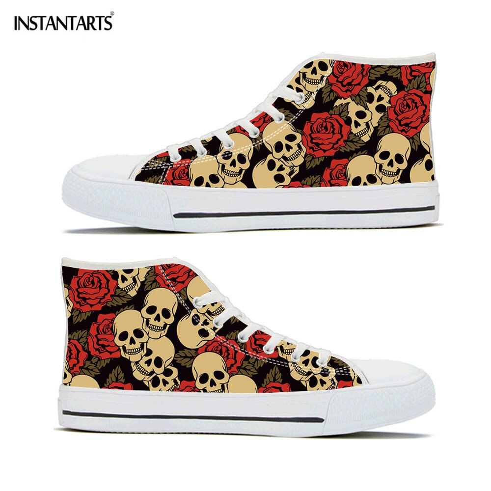 Skull In Rose Design Women Shoes Casual Autumn Spring High