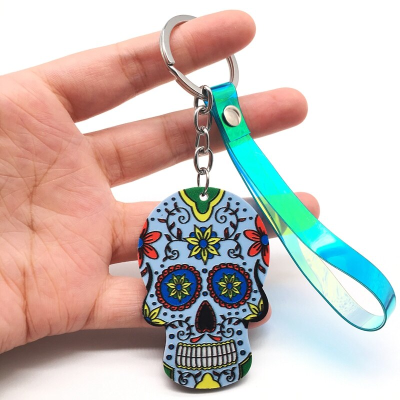Keychain Calavera Sweet Whimsical Skull Key chain Keyring