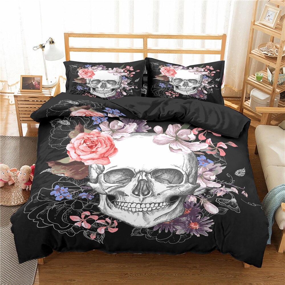 Gothic Skull  Bedding Set Twin Full Queen King Double Sizes Duvet Cover Sugar Skull