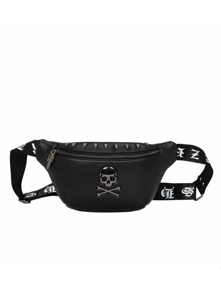 Classic Rivet Skull Men Waist Bag Rock Women's Belt Bag