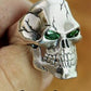 Sterling Silver CZ Eyes Skull Ring Mens Biker