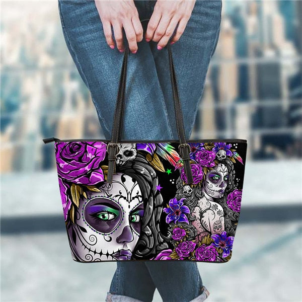 Gothic Girls Skull Brand Women's Bags High Quality Female Large Handbags Tote