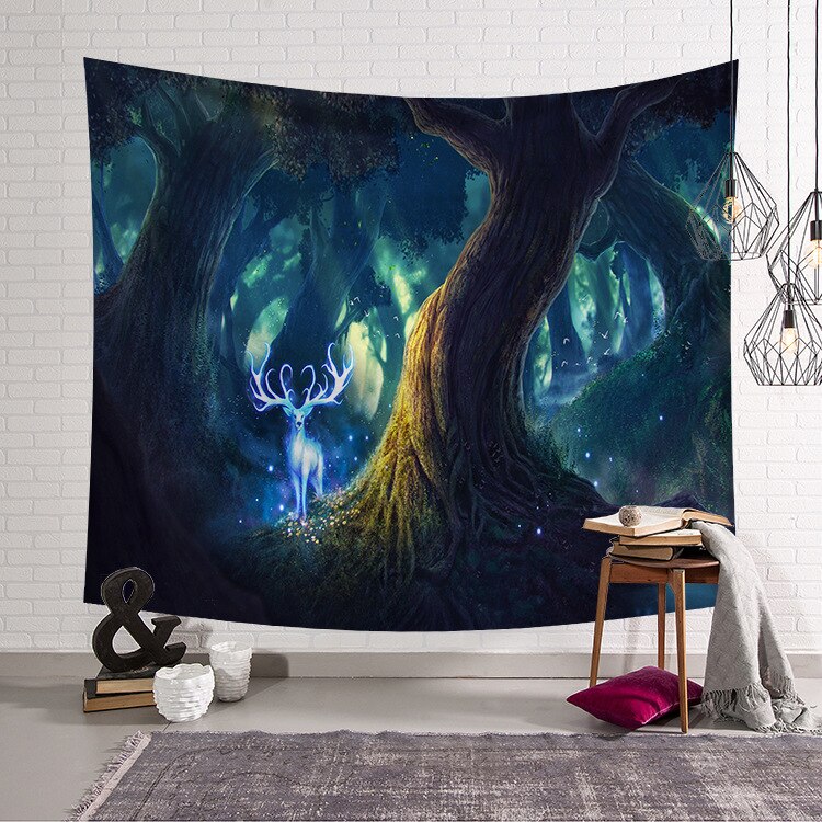 Psychedelic Gothic Skull Tapestry Romantic Flower Death Art Painting Wall