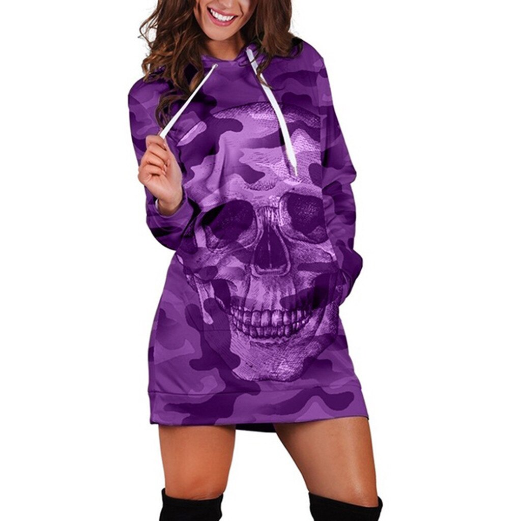 Skull Short Dress For Ladies Plus Size Fashion Women