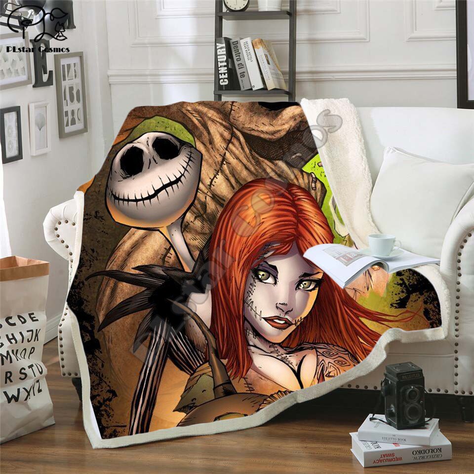 The Nightmare Before Christmas Jack Skull Sherpa Blanket  Plush