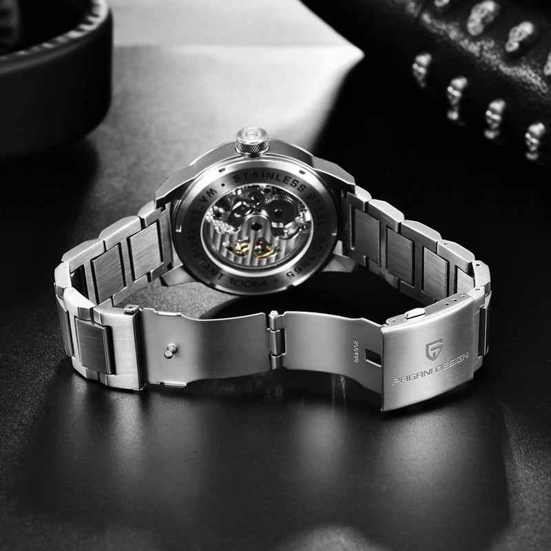 Skeleton Skull Men's Mechanical Watches Top Brand Stainless Steel Waterproof