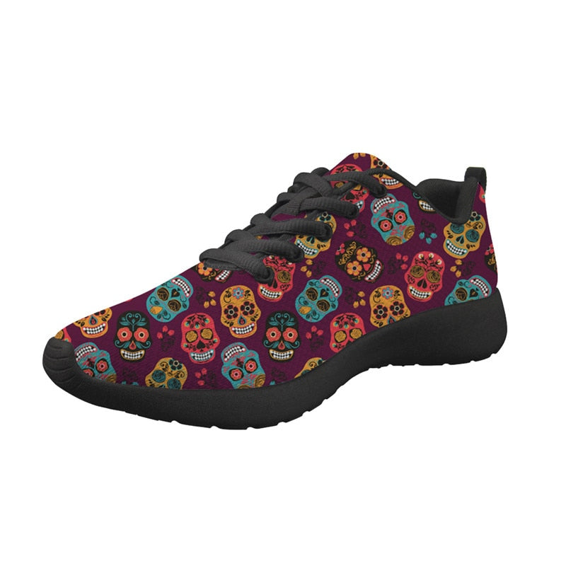 Sugar Skull Printing Flat Sneakers for Women