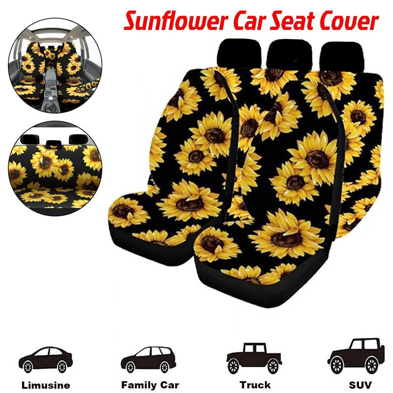 Sugar Skull Design Easy Clean Car Interior Protector Car Seat Covers Front/Back Seat Cover