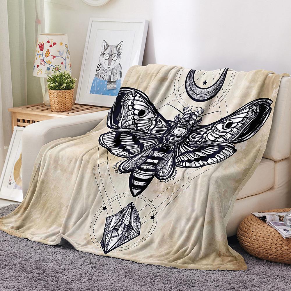 3D Skull Moth Blanket Warm Soft Plush Blanket Throw