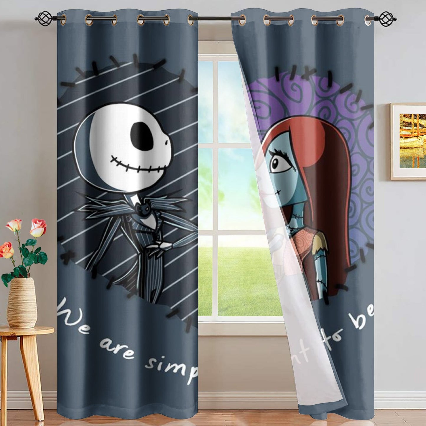 Sugar Skull Day Of The Dead Design Red Window Curtain