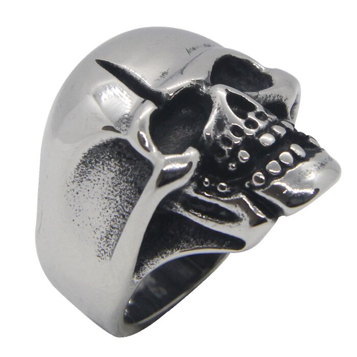 Cool Knife Wound Skull Ring 316L Stainless Steel