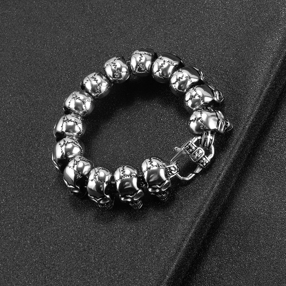 Stainless Steel Skull Bracelet Halloween Punk Cycle Skull Hip Hop Bracelets