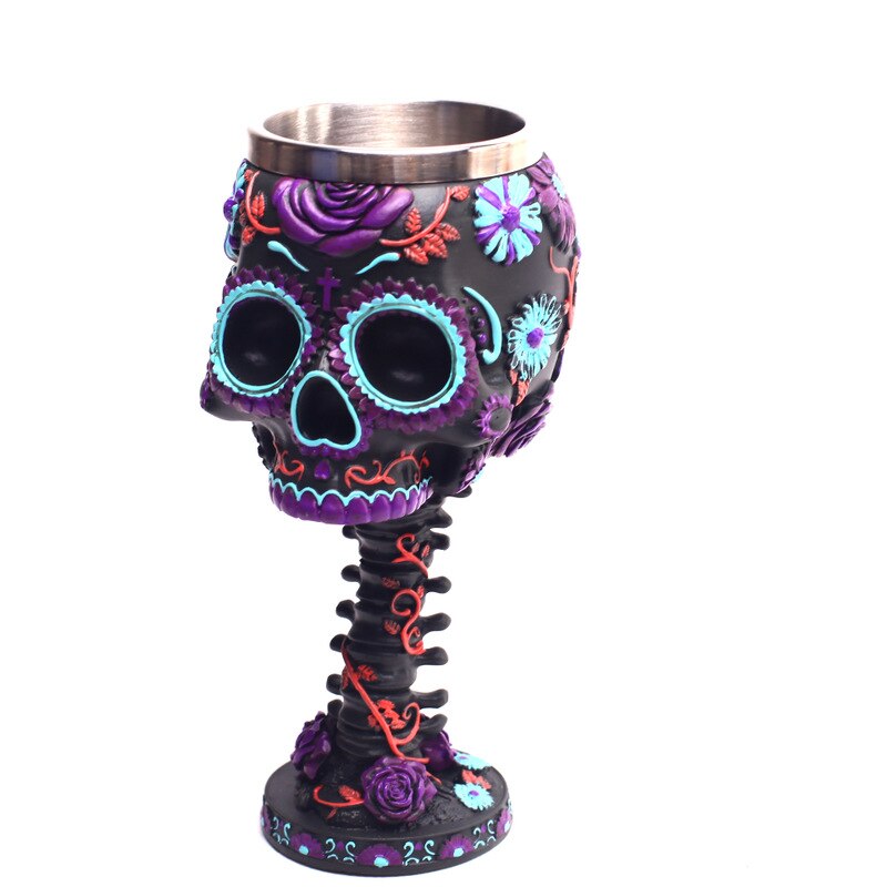 Color skull wine cups and mugs resin stainless steel coffee mugs cool drinkware