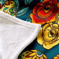 Floral Skull Flannel Blanket Super Soft Plush Sofa Couch Bed Office Travel
