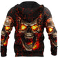Fire Skull Art 3D All Over Printed Autumn Men Hoodies Unisex Casual Pullover Zip Hoodie Streetwear