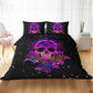 3D Luxury Flower Skull Bedding Set Duvet Cover Set