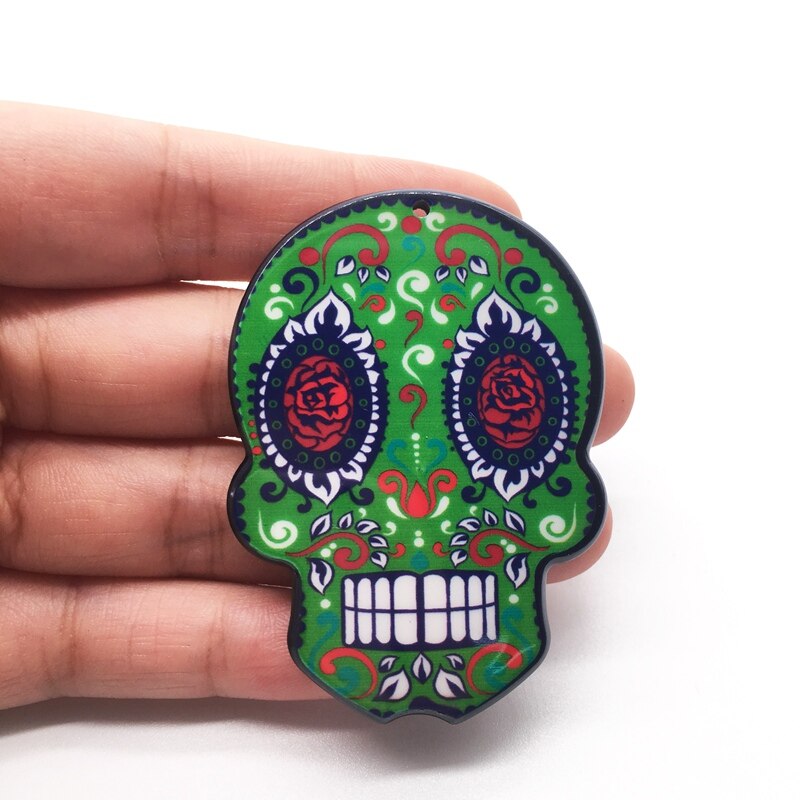 10pcs Charms Sugar Skull Halloween Charms for Jewelry Making Calavera