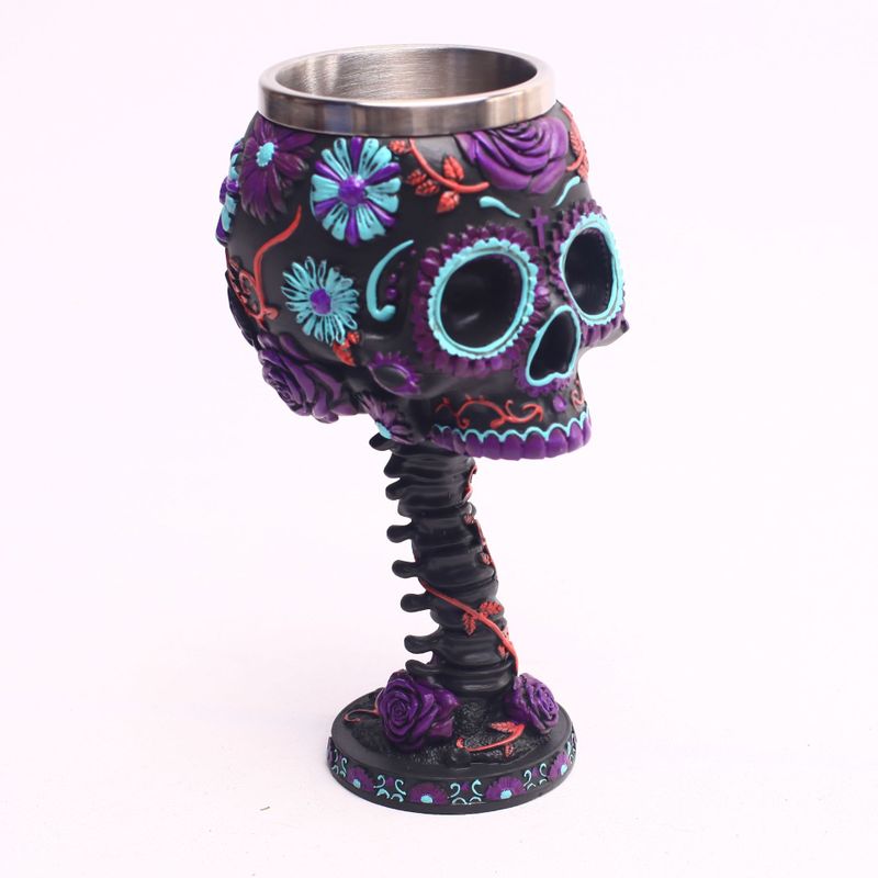 Color skull wine cups and mugs resin stainless steel coffee mugs cool drinkware