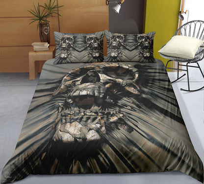 3D Black Skull Printed Duvet Cover Set 2/3pcs Single Double Queen King Bedclothes