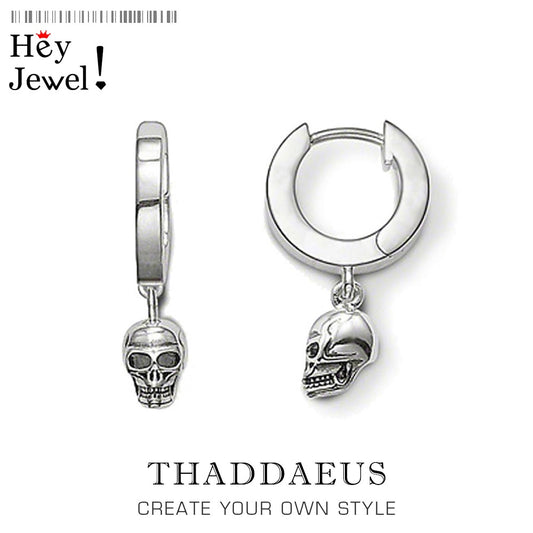 Hinged Hoop Earrings Skull,2017 Brand New Ts Gift In 925 Sterling Silver