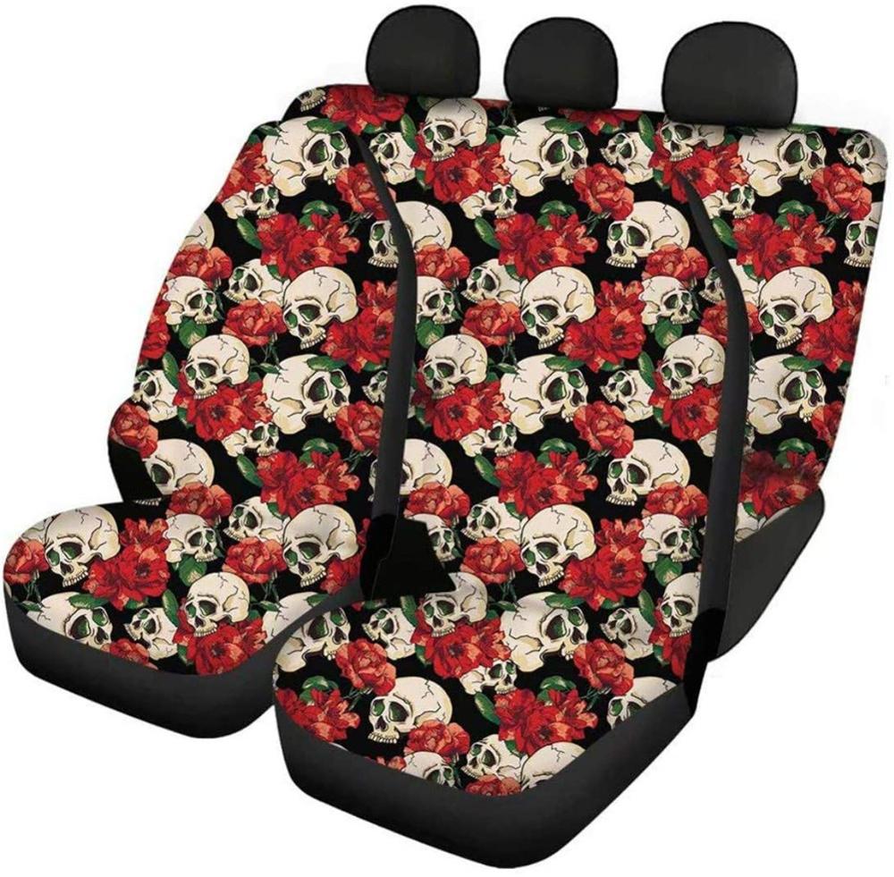 Day of Dead Cool Printed Gothic Car Seat Cushion Sugar Skull Car Protector Cover Cushion Pad Mat for Auto Supplies