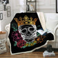 Double layer sugar skull blanket throw for sofa faux fur throw blanket