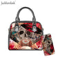 Woman Luxyry Handbag Sugar Rose Flower Skull Printing Gothic Bag