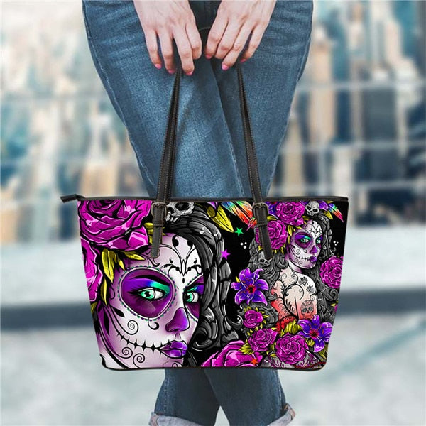 Gothic Girls Skull Brand Women's Bags High Quality Female Large Handbags Tote