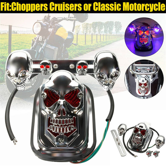 20W LED Motorcycle Skull Turn Signal Lights Indicators ATV Rear /Tail / Stop / Brake Light Lamp For Choppers Cruisers