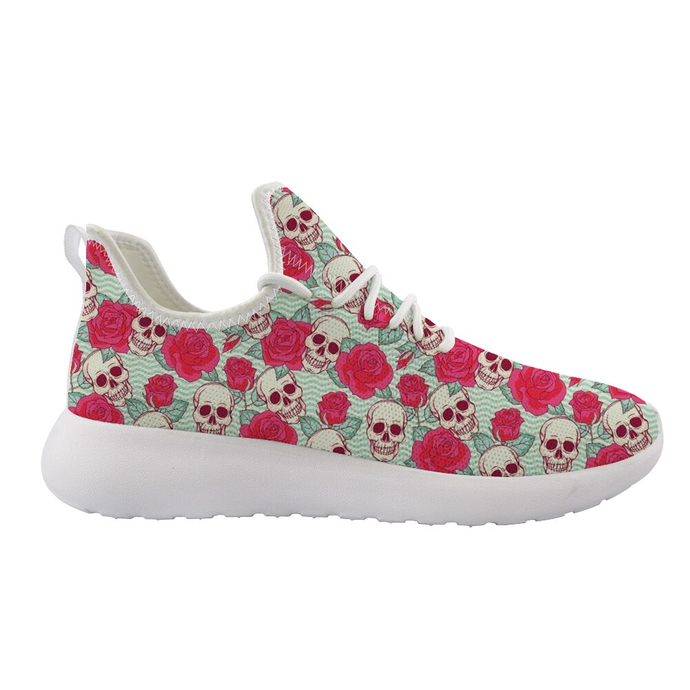 Zapatos Mujer Suger Skull Printing Knitting Sneakers Women Flat Shoes