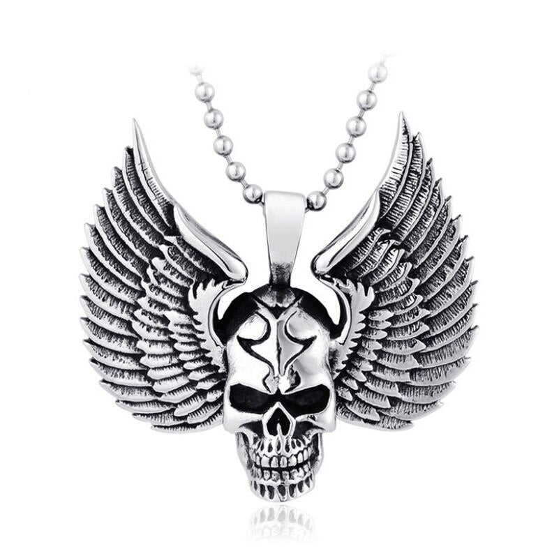 New retro gothic skull pendant necklace men women chain necklace