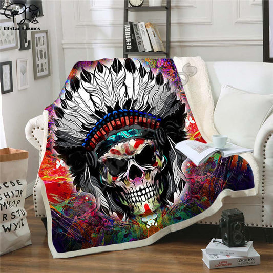 flower skull 3D Bedding Outlet good quality Blanket Sherpa Blanket