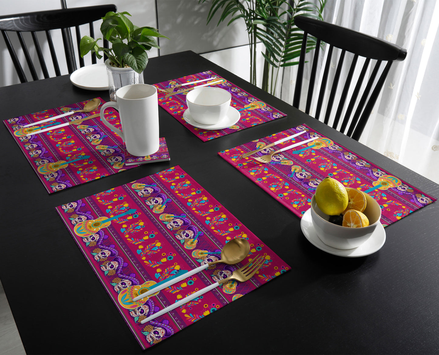 Mexican Skull Table Runner Wedding Table Decor Party Dining Table Mat Placemat