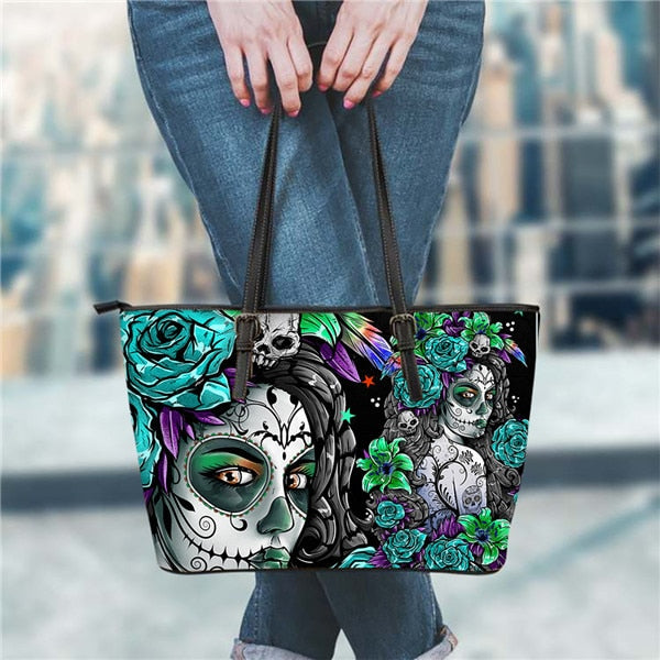 Gothic Girls Skull Brand Women's Bags High Quality Female Large Handbags Tote