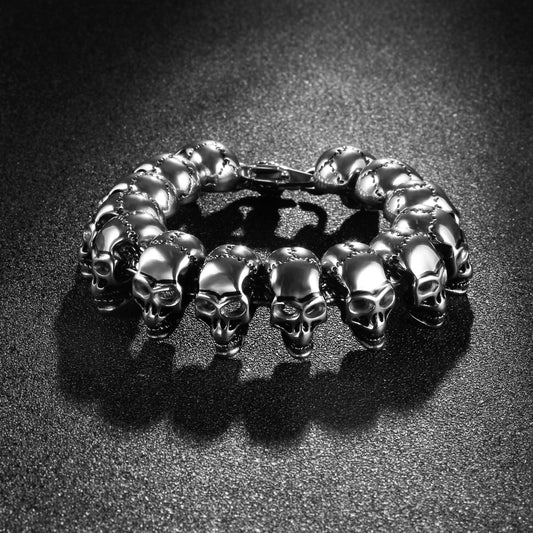 Stainless Steel Skull Bracelet Halloween Punk Cycle Skull Hip Hop Bracelets