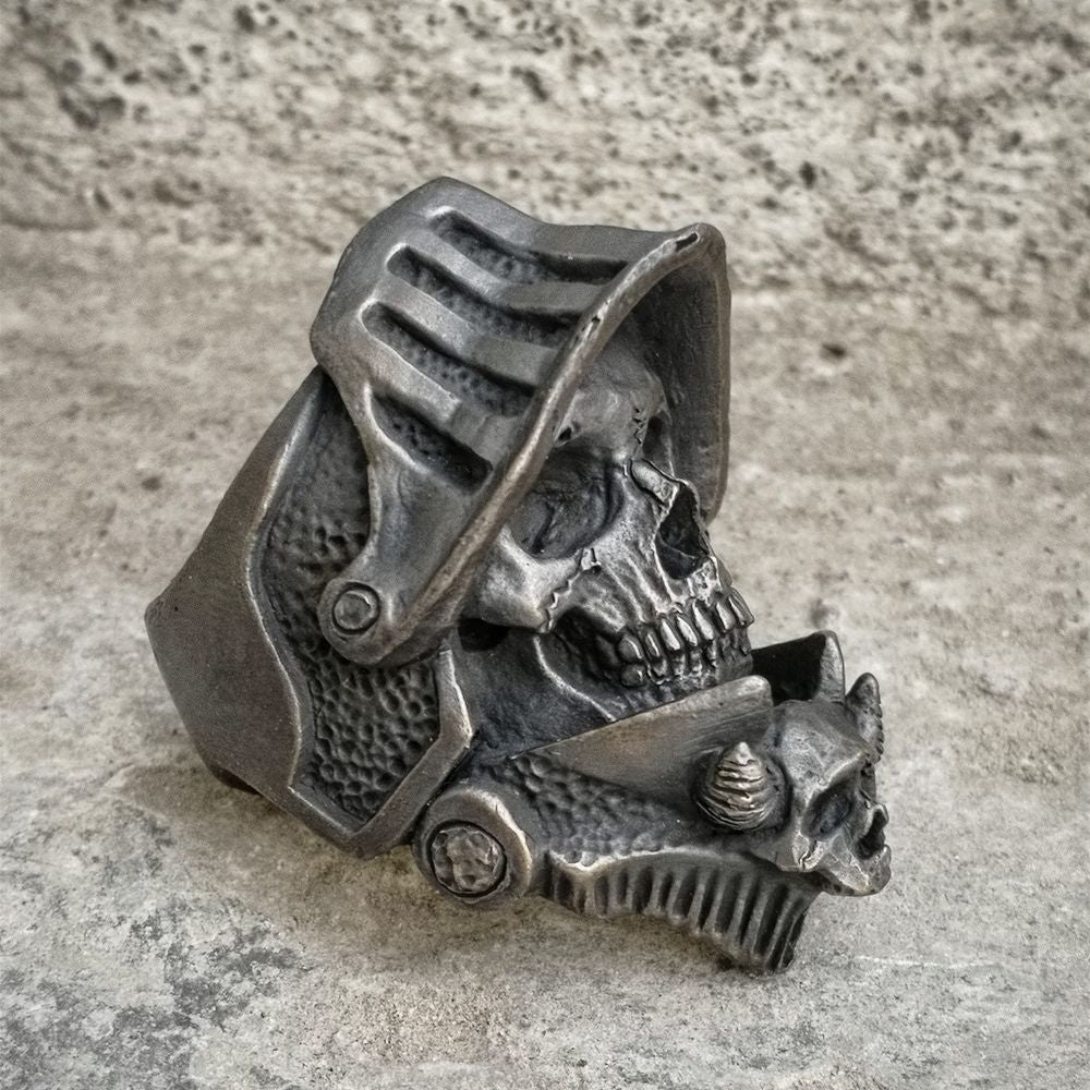 Cool Mens Gothic Death Knight 316L Stainless Steel Ring Skull Ring Biker Punk Fasion Jewelry Gift for Men