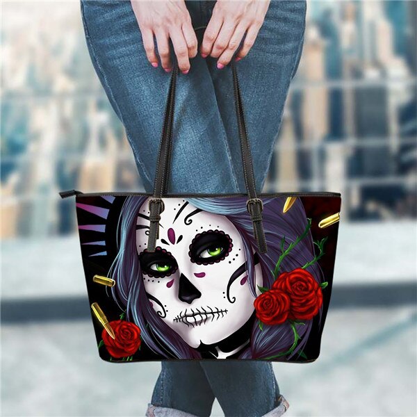 Gothic Girls Skull Brand Women's Bags High Quality Female Large Handbags Tote