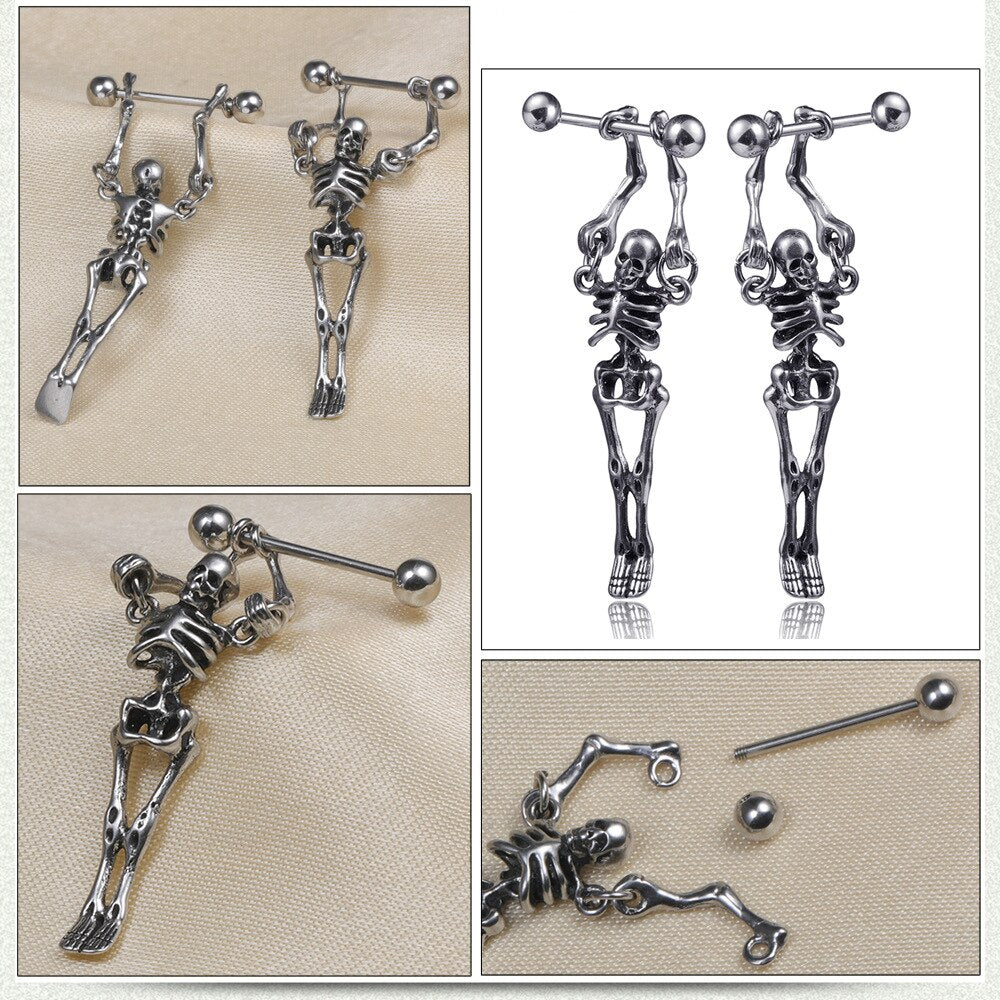 1Pcs Fashion Stainless Steel Bone Stud Earrings