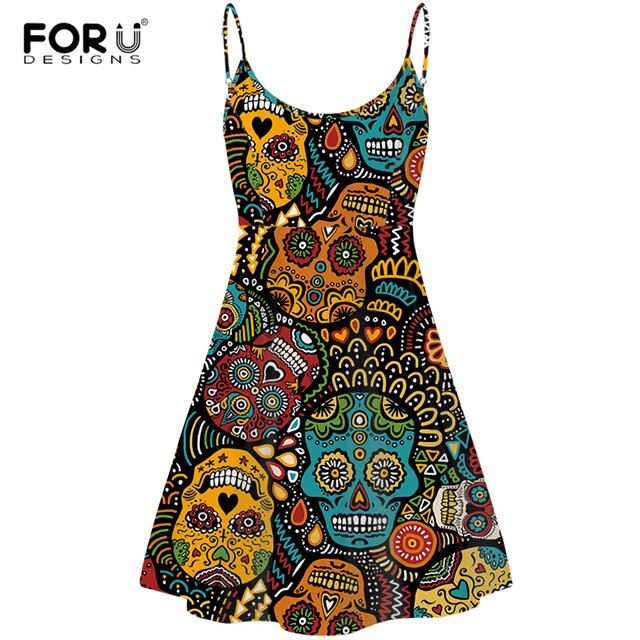 Vintage Sugar Skull Brand Designer Sleeveless Party Dress