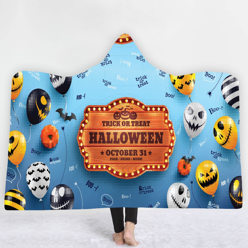 Halloween Skull Series Sherpa Fleece Hooded Blanket