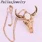 5Pcs Nature Bull Bone Pendant, Gold Filled Bull Head Pendants Necklace
