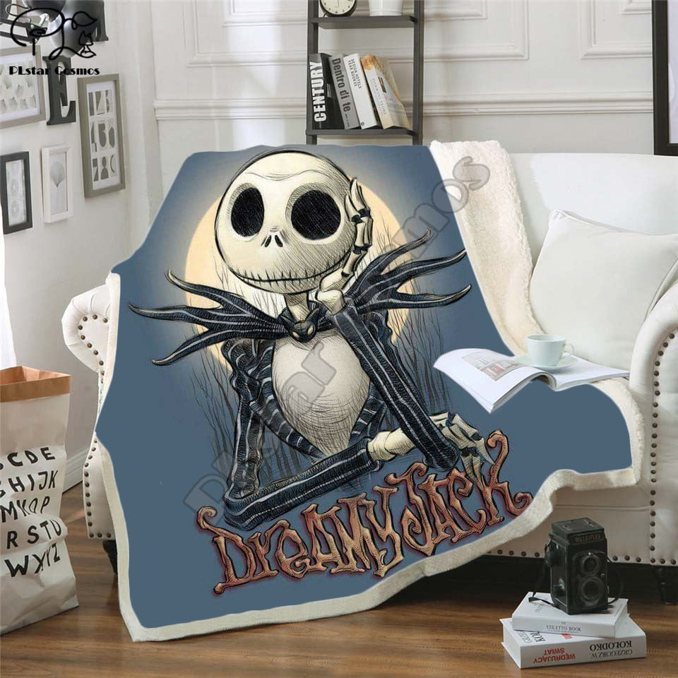 The Nightmare Before Christmas Jack Skull Sherpa Blanket  Plush