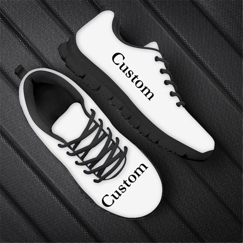 Punk Style Women Flats Skull Head 3D Print Breathable Air Mesh Sneaker Shoes