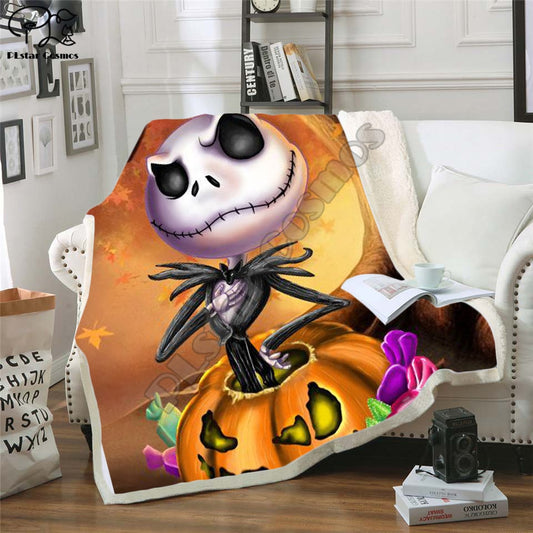 The Nightmare Before Christmas Jack Skull Sherpa Blanket  Plush Velvet Warm