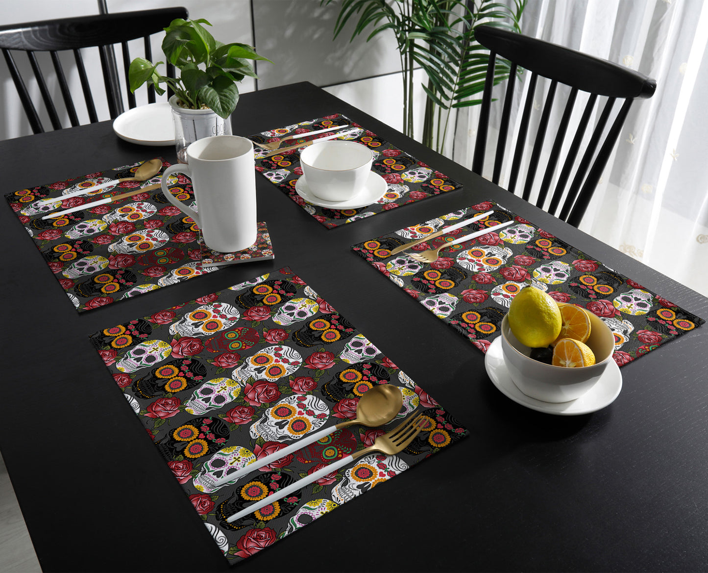 Mexican Skull Table Runner Wedding Table Decor Party Dining Table Mat Placemat
