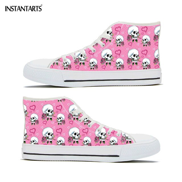 Skull In Rose Design Women Shoes Casual Autumn Spring High