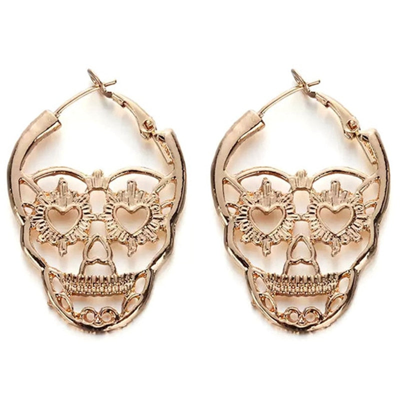 Vintage Punk Gothic Skull Earrings Textured STextured Kull Bones Earrings