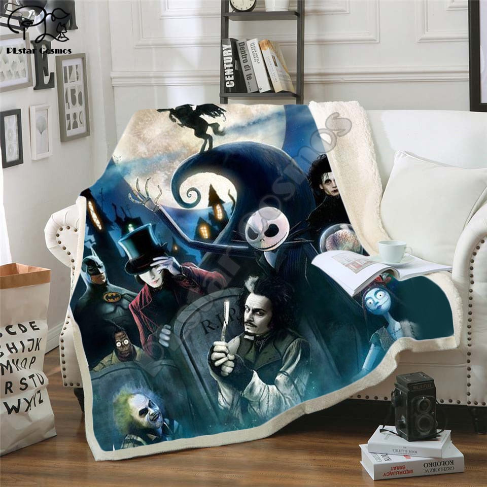 The Nightmare Before Christmas Jack Skull Sherpa Blanket  Plush