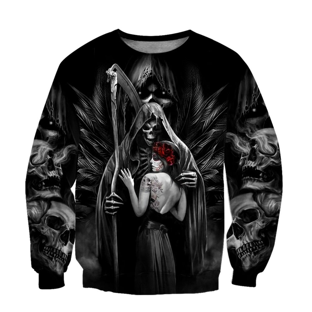 Death Skull Tattoo 3D All Over Printed Fashion Hoodies Men Hooded Sweatshirt Unisex Zip Pullover Casual Jacket Tracksuit